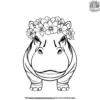 Hippo with a Flower Crown Coloring Pages