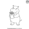 Hippo with a Flower Pot Coloring Pages