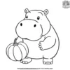 Hippo with a Pumpkin Coloring Pages