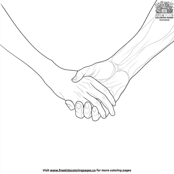 Holding hands coloring pages