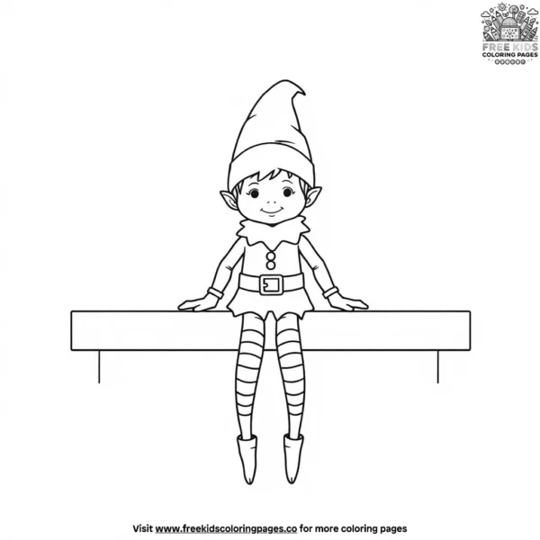 Holiday elf doll on a shelf coloring pages