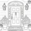 House Front Door with a Welcome Mat Coloring Pages