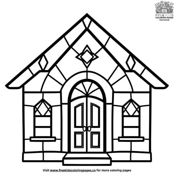 House stained glass coloring pages