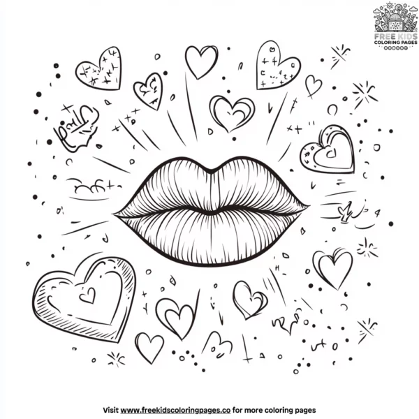 Hugs and kisses coloring pages