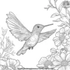 Hummingbird Around Petals Coloring Pages