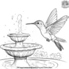 Hummingbird Near Fountain Coloring Pages