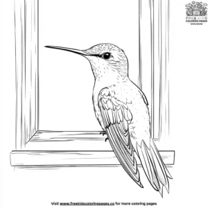 Hummingbird Near Window Coloring Pages