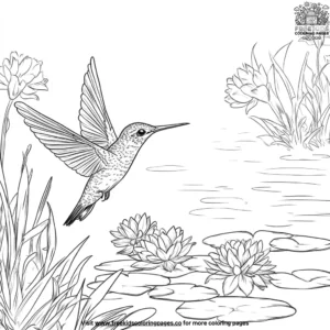 Hummingbird On A Pond Coloring Pages