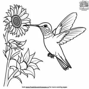 Hummingbird and Sunflower Coloring Pages