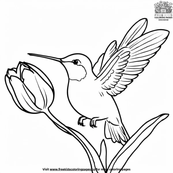 Hummingbird and tulip coloring pages