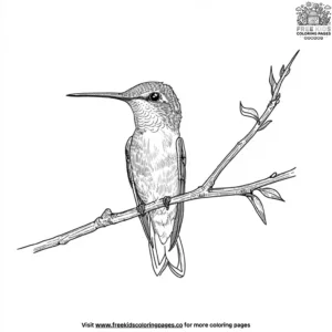 Hummingbird on A Branch Coloring Pages