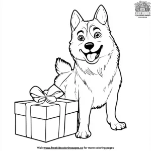 Husky And Gift Box Coloring Pages