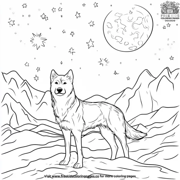 Husky howling at the moon coloring pages