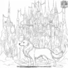 Husky and Ice Castle Adventure Coloring Pages