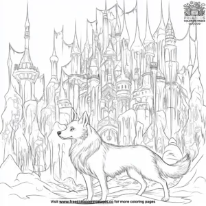 Husky and Ice Castle Adventure Coloring Pages