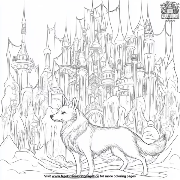 Husky and ice castle adventure coloring pages