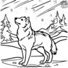 Husky and the Northern Lights Coloring Pages