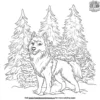 Husky in a Christmas Tree Forest Coloring Pages