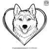 Husky in a Heart Shaped Frame Coloring Pages