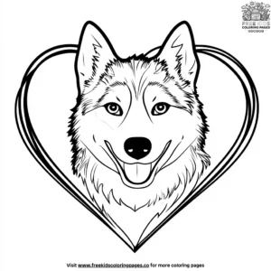 Husky in a Heart Shaped Frame Coloring Pages