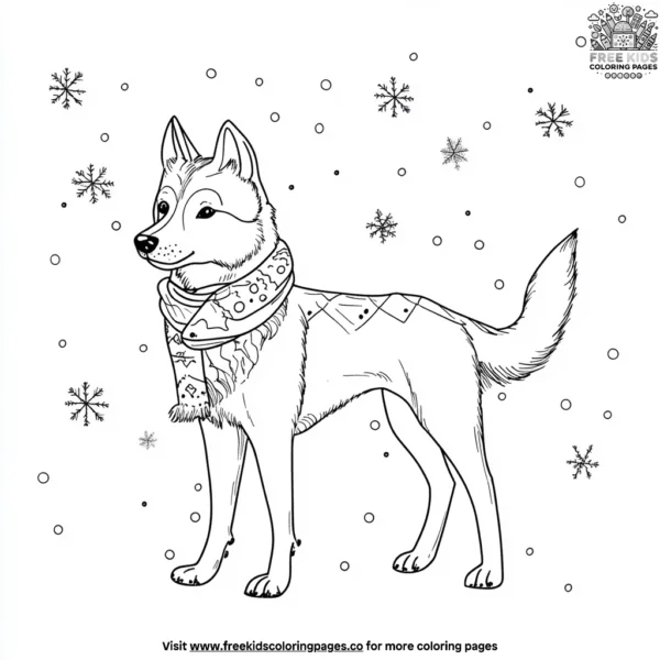 Husky in a scarf coloring pages