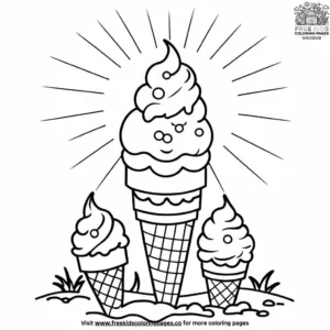 Ice Cream Cone on a Hot Day Coloring Pages