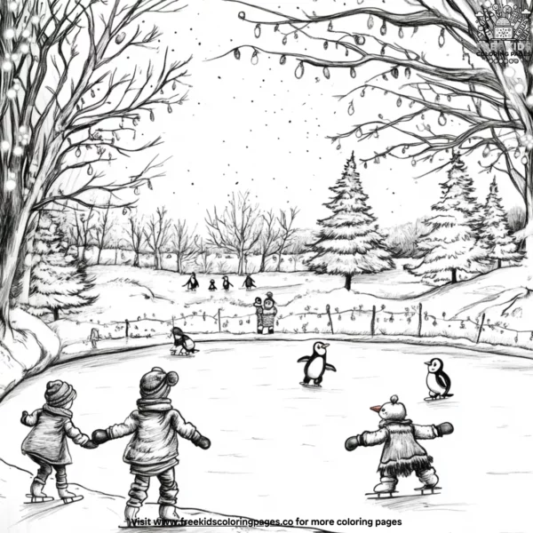 Ice skating fun coloring pages