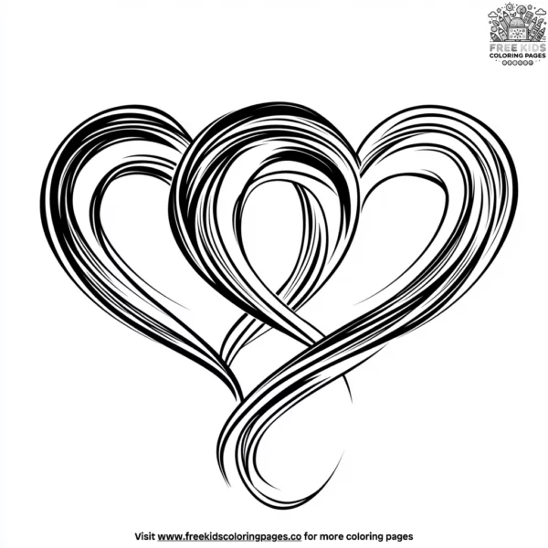 Intertwined hearts coloring pages