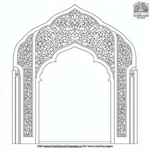 Intricate Mosque Windows Coloring Pages