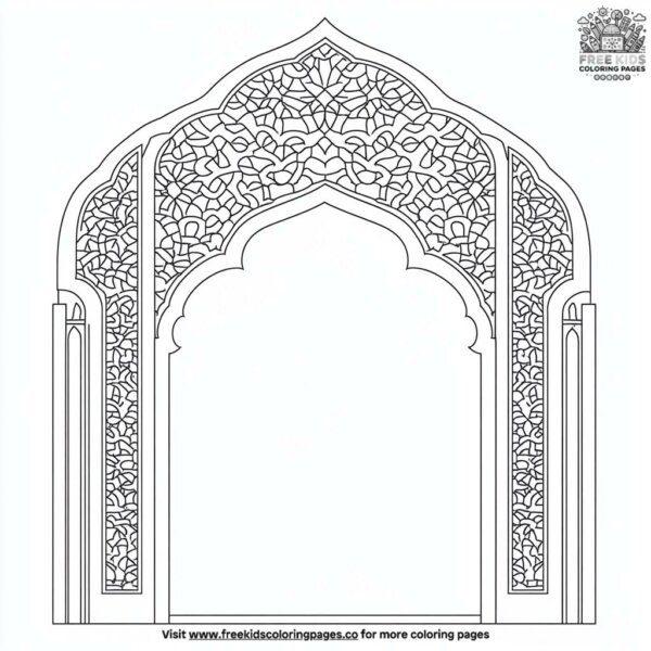 Intricate mosque windows coloring pages