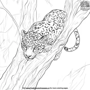 Jaguar Climbing Tree Coloring Pages