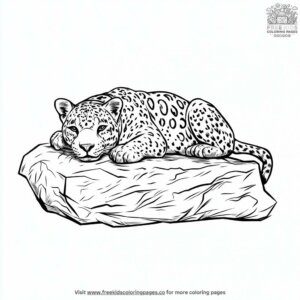 Jaguar resting on a rock coloring pages