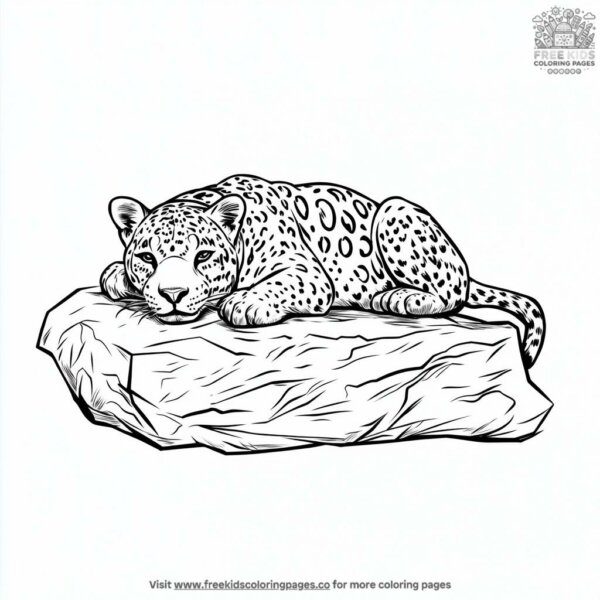 Jaguar resting on a rock coloring pages