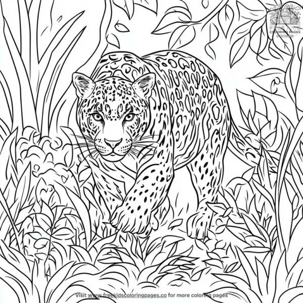 Jaguar in the jungle coloring pages