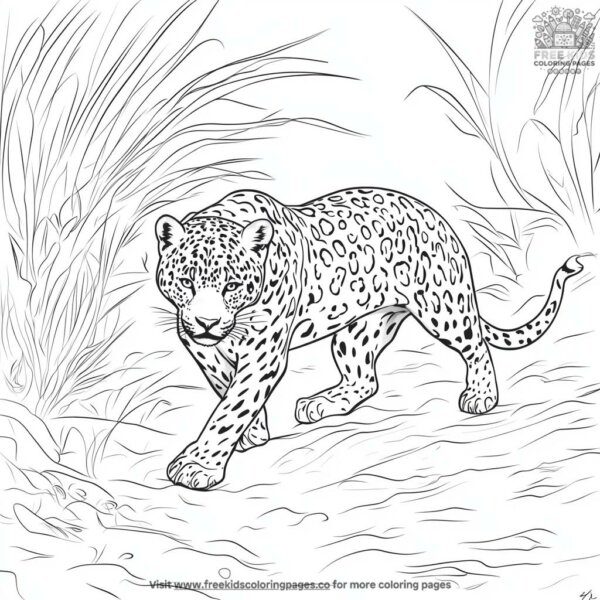 Jaguar in the wild coloring pages