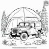 Jeep at a Campground Coloring Pages