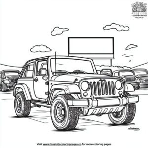 Jeep at a Drive In Movie Coloring Pages