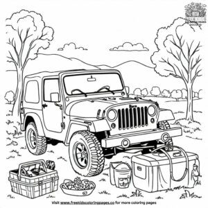 Jeep at a Picnic Coloring Pages