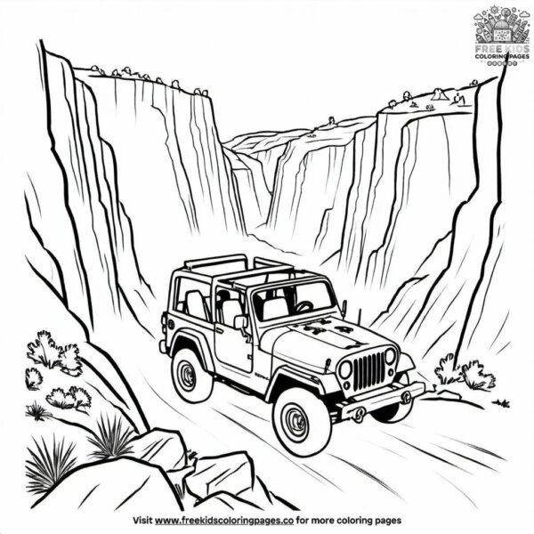 Jeep in a canyon coloring pages