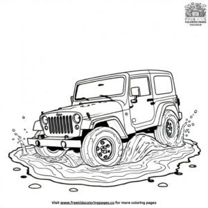 Jeep in a Puddle Coloring Pages