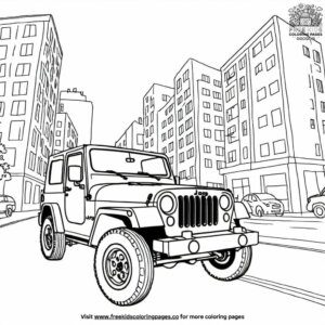 Jeep in the City Streets Coloring Pages