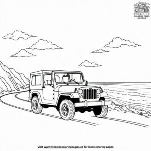 Jeep on a Coastal Road Coloring Pages