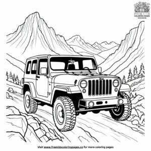 Jeep on a Mountain Pass Coloring Pages