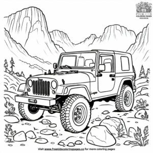 Jeep on a Rocky Terrain Coloring Pages