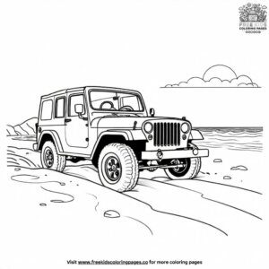 Jeep on the Beach Coloring Pages