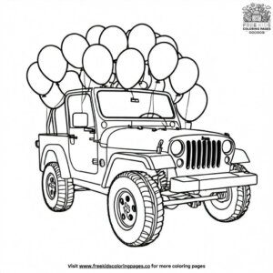 Jeep with Balloons Coloring Pages