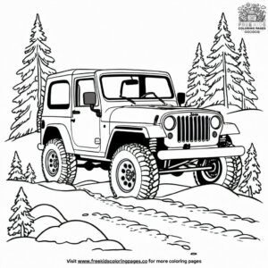 Jeep with Snow Tires in Winter Coloring Pages