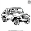 Jeep with a Family on a Trip Coloring Pages