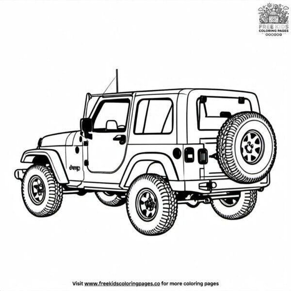 Jeep with a huge spare tire coloring pages