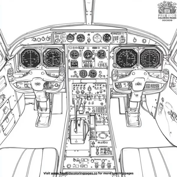 Jet cockpit instrument panel coloring pages